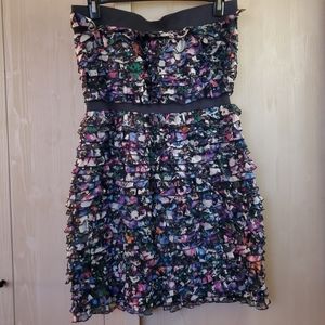 DVF Silk Ruffle Cocktail Dress Large